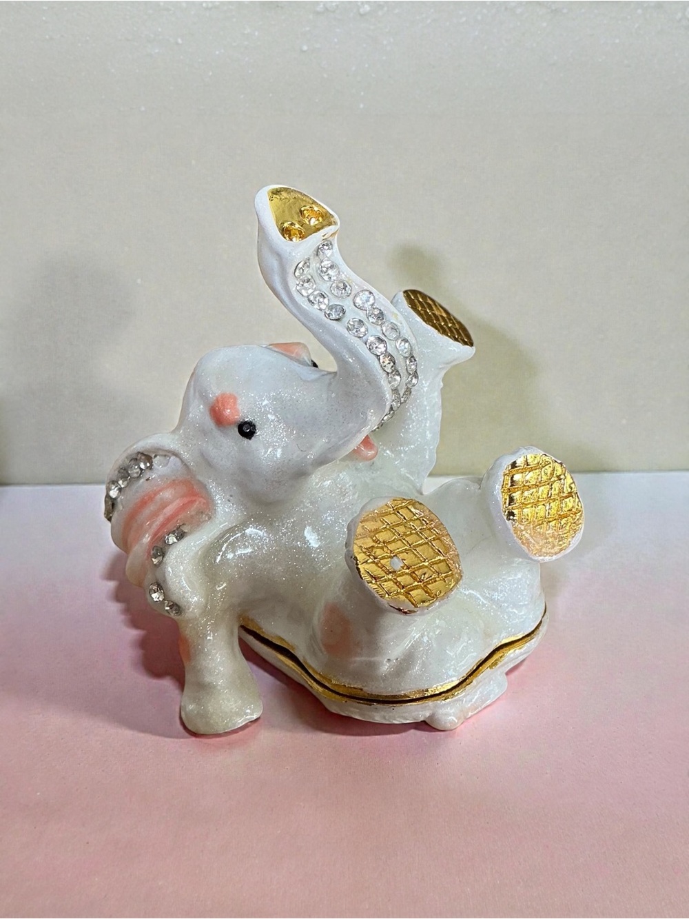 Dancing Elephant Rhinestone Jewelry Box